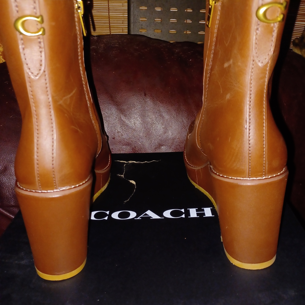 Coach Brown Ankle Booties with Sleek Leather Design - Picture 7 of 11